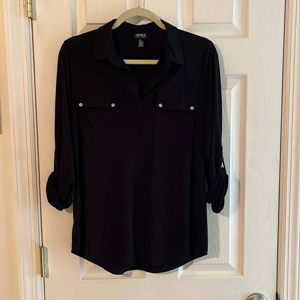 Black rayon blend dress shirt size medium